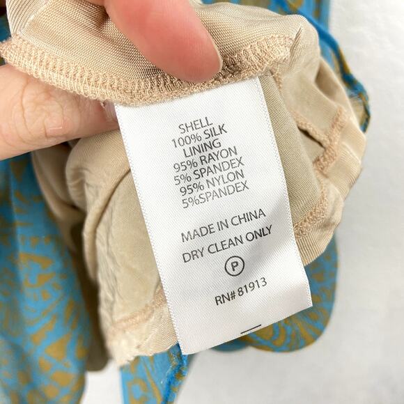Anthropologie Plenty by Tracy Reece blue and green silk dress P - Picture 7 of 7